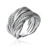 Bague Argent Rhodié Ondulations Brillantes - Kara Bijoux