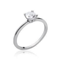 Bague Solitaire Argent Rhodié & Oxyde de Zirconium | Kara Bijoux