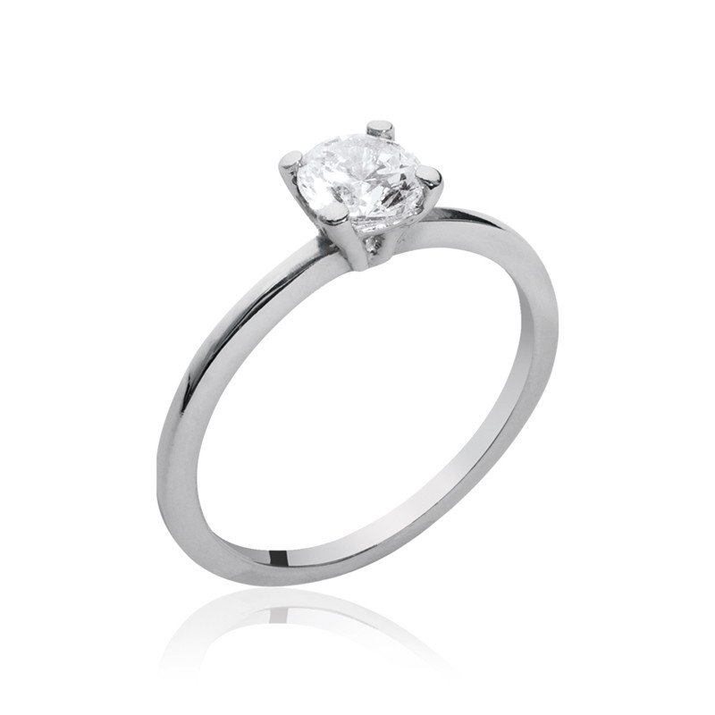 Bague Solitaire Argent Rhodié & Oxyde de Zirconium | Kara Bijoux