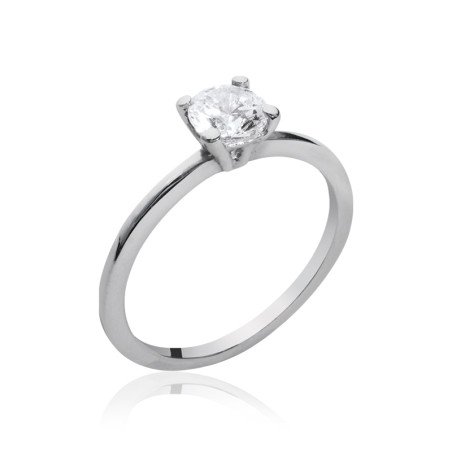 Bague Solitaire Argent Rhodié & Oxyde de Zirconium | Kara Bijoux