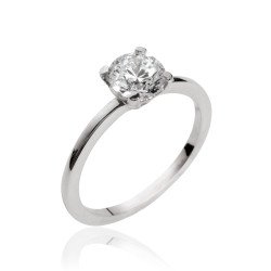 Bague Solitaire Argent Rhodié & Oxyde de Zirconium | Kara Bijoux