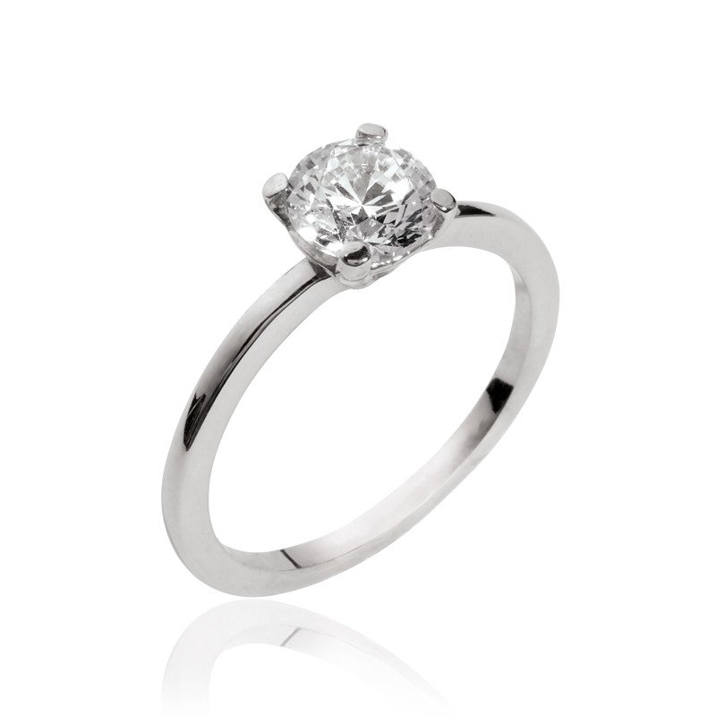 Bague Solitaire Argent Rhodié & Oxyde de Zirconium | Kara Bijoux