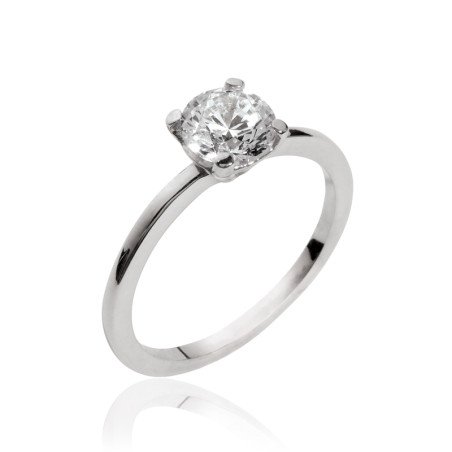 Bague Solitaire Argent Rhodié & Oxyde de Zirconium | Kara Bijoux