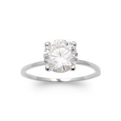 Bague Solitaire Argent Rhodié Oxyde de Zirconium - Kara Bijoux