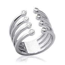 Bague Argent Rhodié Multirangs Scintillante - Kara Bijoux