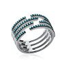 Bague Argent Rhodié Lignes Turquoises - Kara Bijoux