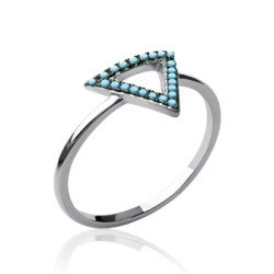 Bague Triangle Éclat Bleu en Argent Rhodié - Kara Bijoux