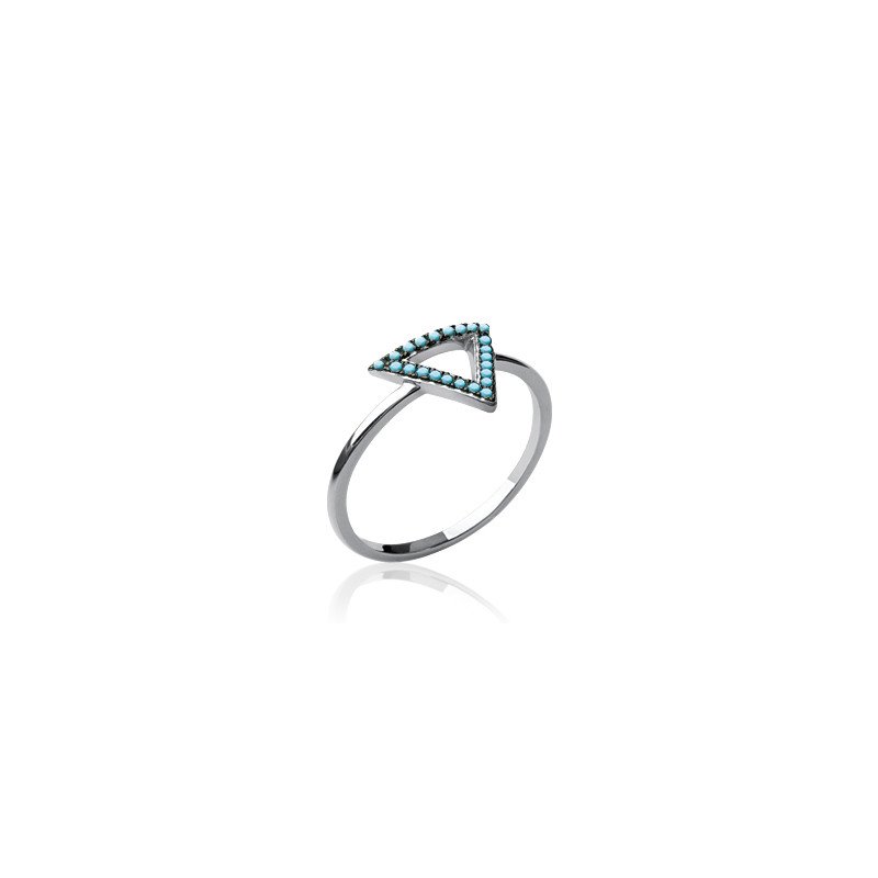 Bague Triangle Éclat Bleu en Argent Rhodié - Kara Bijoux