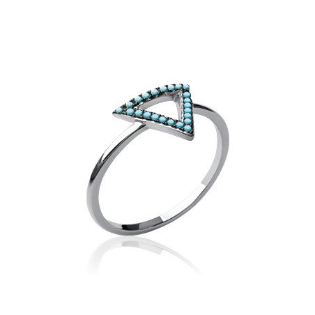 Bague Triangle Éclat Bleu en Argent Rhodié - Kara Bijoux