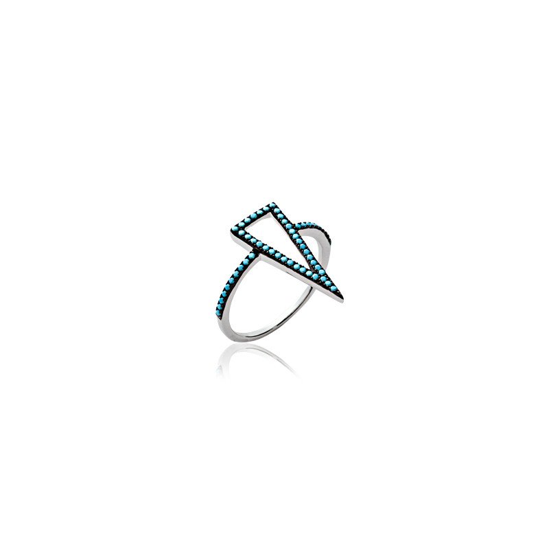 Bague Argent Rhodié Géométrique Pierres Bleues | Kara Bijoux