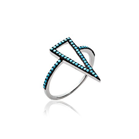 Bague Argent Rhodié Géométrique Pierres Bleues | Kara Bijoux