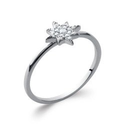 Bague Étoile Scintillante Argent Rhodié & Oxydes de Zirconium