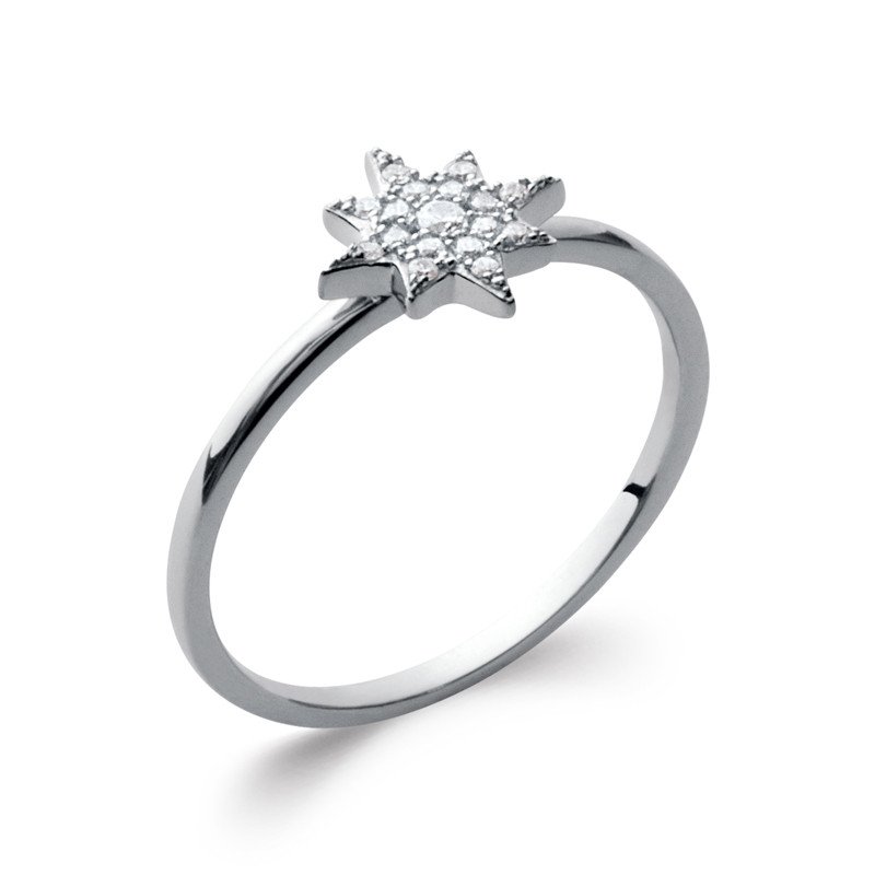 Bague Étoile Scintillante Argent Rhodié & Oxydes de Zirconium