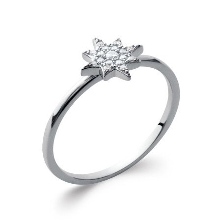 Bague Étoile Scintillante Argent Rhodié & Oxydes de Zirconium
