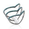 Bague Vagues Argent Rhodié Pierres Bleu Ciel - Kara Bijoux