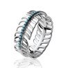 Bague Plume Argent Rhodié & Pierres Bleues - Kara Bijoux