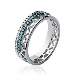 Bague Argent Rhodié Triple Rang Pierres Scintillantes