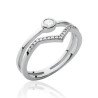 Bague Argent Rhodié Double Anneau Oxydes de Zirconium