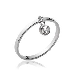 Bague Argent Rhodié Solitaire Pendentif Oxyde de Zirconium
