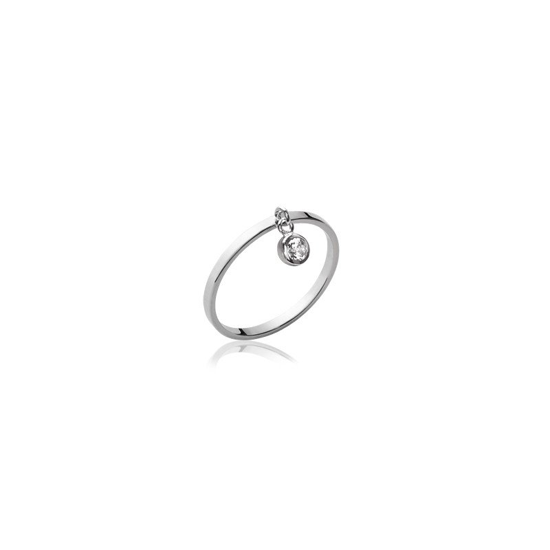 Bague Argent Rhodié Solitaire Pendentif Oxyde de Zirconium