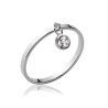 Bague Argent Rhodié Solitaire Pendentif Oxyde de Zirconium