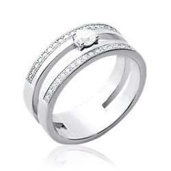 Bague Argent Rhodié Double Rang Zirconium - Kara Bijoux
