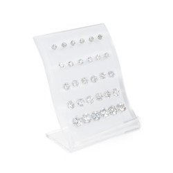 Présentoir 15 paires puces Argent 925 Rhodié Oxyde Zirconium