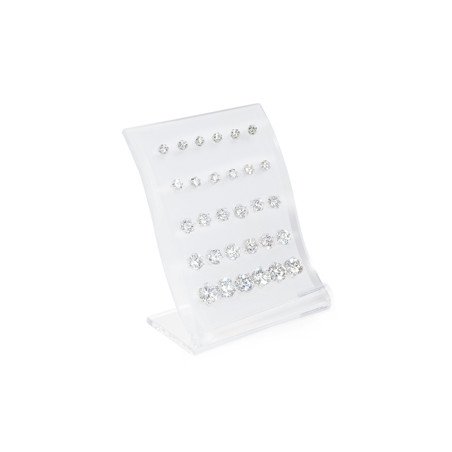 Présentoir 15 paires puces Argent 925 Rhodié Oxyde Zirconium