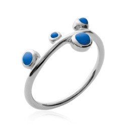 Bague Argent 925 Rhodié Ondulée - Détails Bleus | Kara Bijoux