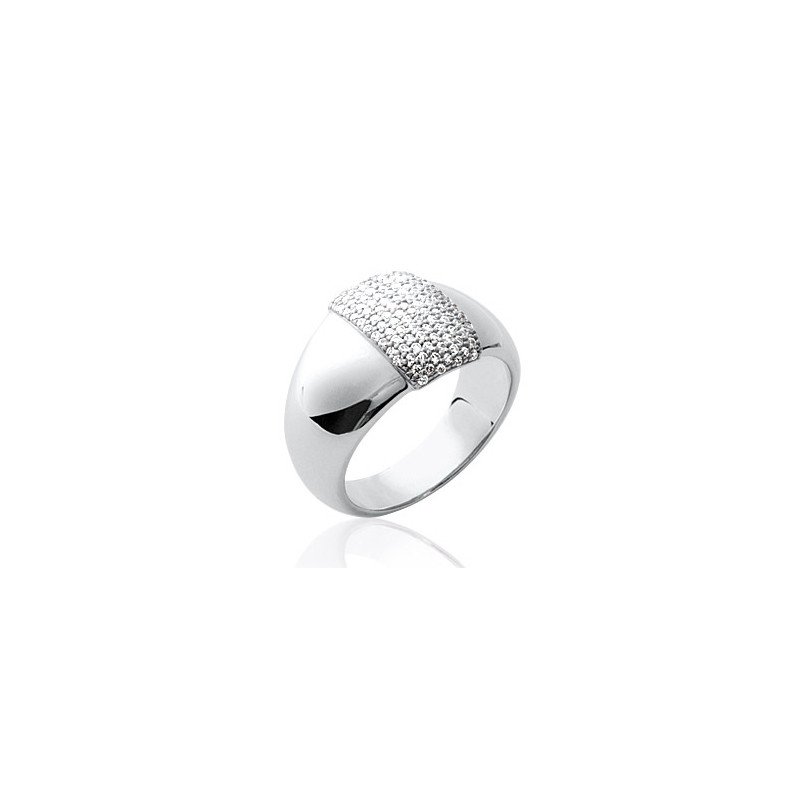 Bague Argent Rhodié Pavé Oxydes de Zirconium - Kara Bijoux
