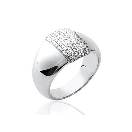 Bague Argent Rhodié Pavé Oxydes de Zirconium - Kara Bijoux
