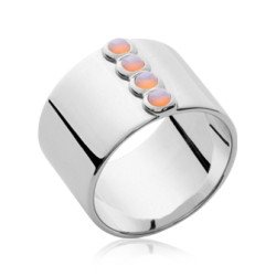 Bague Bande Large Argent Rhodié et Détails Iridescents