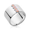 Bague Bande Large Argent Rhodié et Détails Iridescents