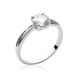 Bague Solitaire Argent Rhodié Oxyde de Zirconium | Kara Bijoux