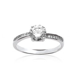 Bague Solitaire Argent Rhodié Oxyde de Zirconium | Kara Bijoux