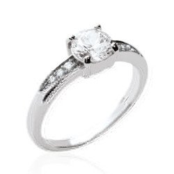 Bague Solitaire Argent Rhodié | Oxyde de Zirconium | Kara Bijoux