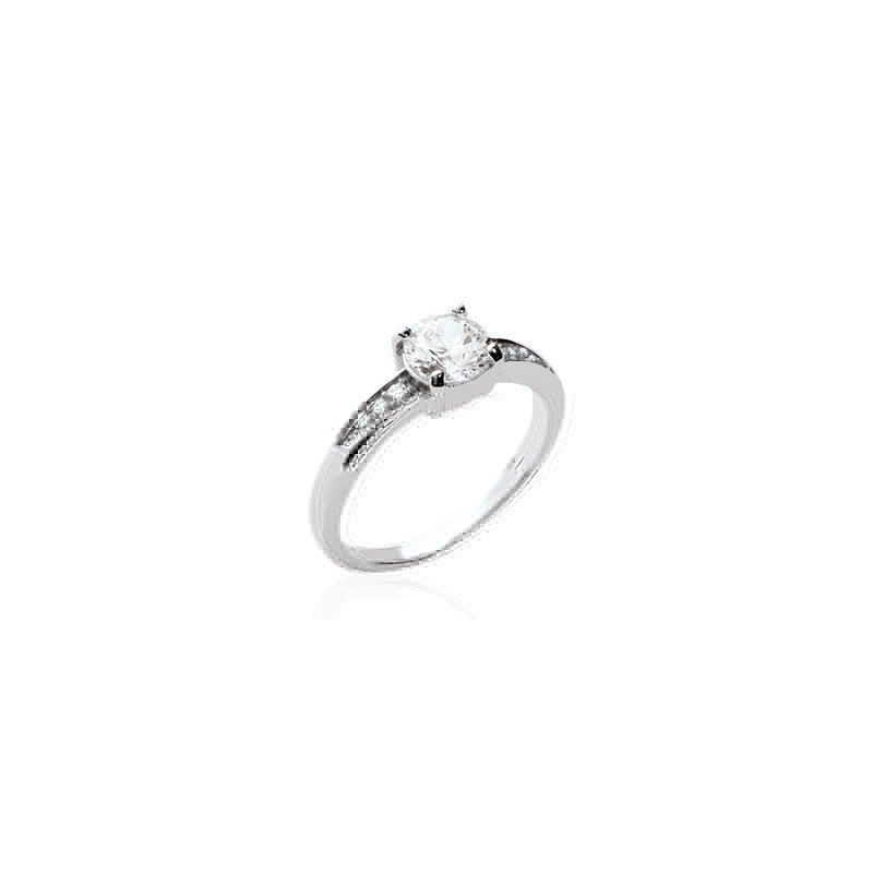 Bague Solitaire Argent Rhodié | Oxyde de Zirconium | Kara Bijoux