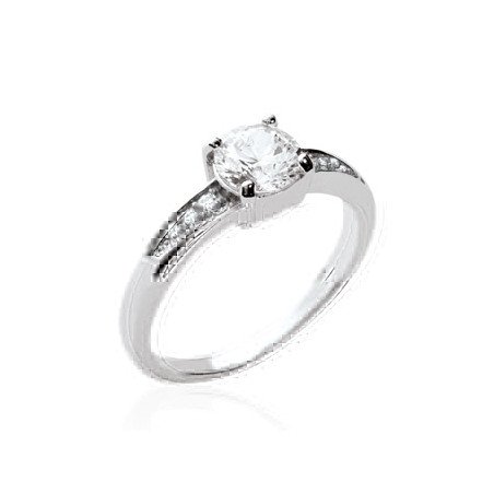 Bague Solitaire Argent Rhodié | Oxyde de Zirconium | Kara Bijoux