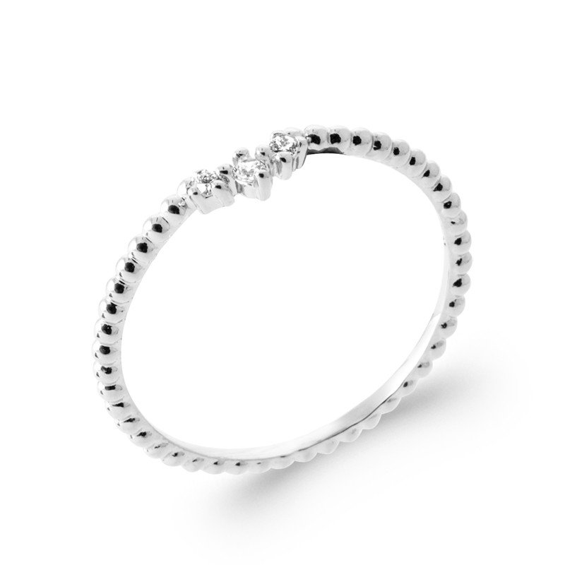 Bague Argent Rhodié Perlé | Oxydes de Zirconium | Kara Bijoux
