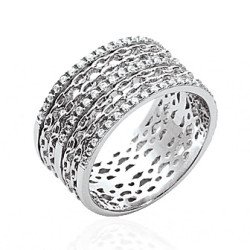 Bague Large Argent Rhodié Scintillante - Kara Bijoux