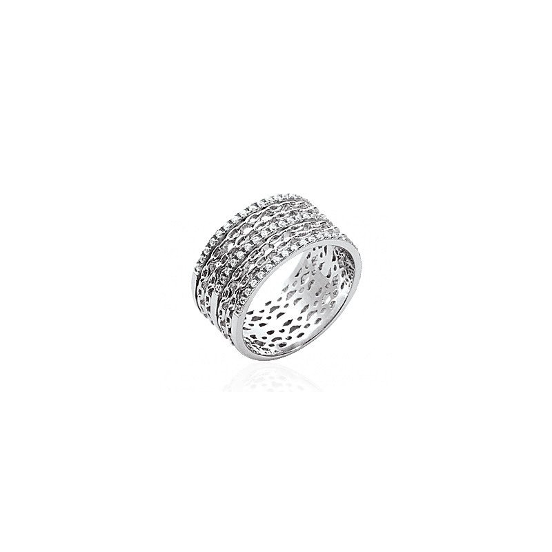 Bague Large Argent Rhodié Scintillante - Kara Bijoux