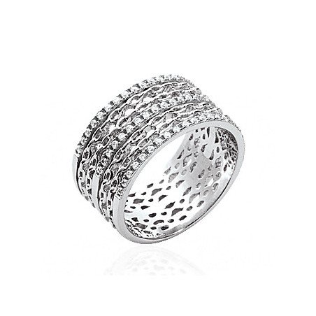 Bague Large Argent Rhodié Scintillante - Kara Bijoux