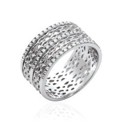 Bague Large Argent Rhodié Scintillante - Kara Bijoux
