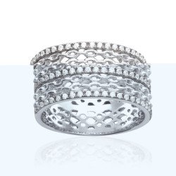 Bague Large Argent Rhodié Scintillante - Kara Bijoux