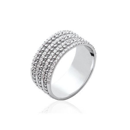 Bague Multirangs Argent Rhodié Oxydes de Zirconium - Kara Bijoux