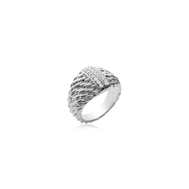 Bague Argent Rhodié Tressée & Pierres Scintillantes - Kara Bijoux