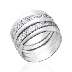 Bague Rubans Scintillants Argent Rhodié & Oxydes de Zirconium