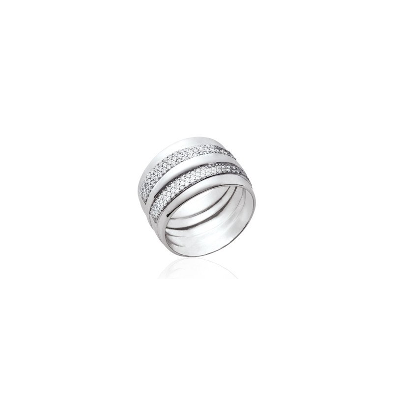 Bague Rubans Scintillants Argent Rhodié & Oxydes de Zirconium