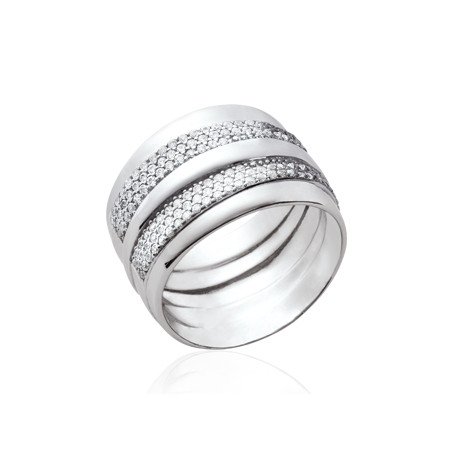 Bague Rubans Scintillants Argent Rhodié & Oxydes de Zirconium