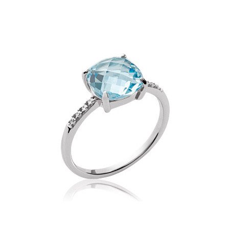 Bague Argent Rhodié Pierre Bleue et Accents Scintillants | Kara Bijoux